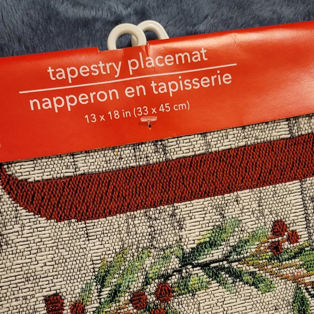 2 JOY Christmas Holiday Tapestry Placemats